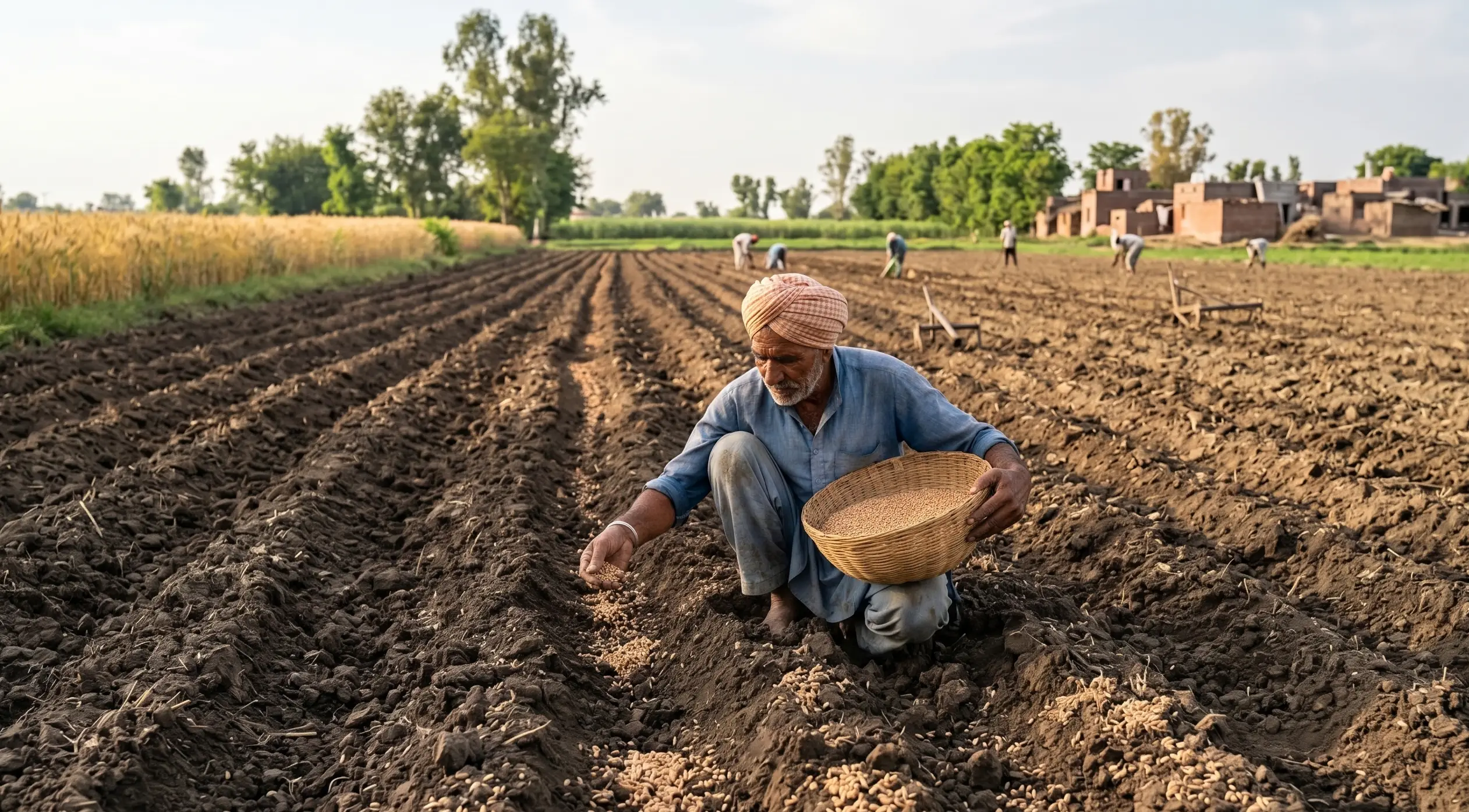 Farmer in wheat field